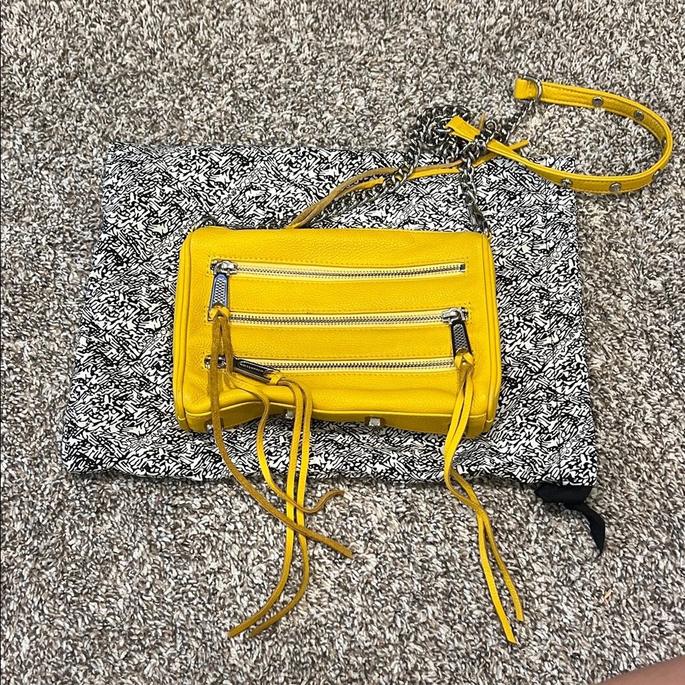 Rebecca Minkoff Bright Yellow Crossbody Bag with Silver Details
